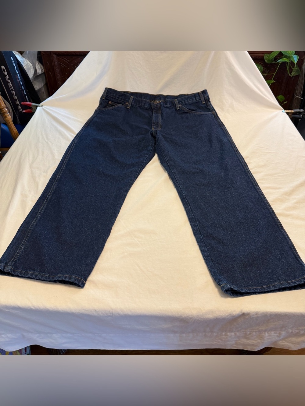 Dickies Men's Dark Blue Wide-Leg Jeans Size 42X29